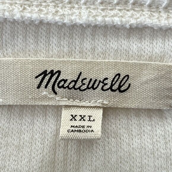 Madewell Texture & Thread Jacquard Knot Front Top Women Size XXL Bright Ivory - Picture 9 of 10